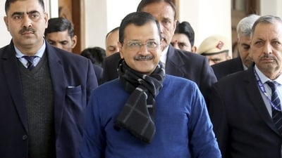 Delhi Chief Minister Arvind Kejriwal arrives at the Vidhan Sabha, in New Delhi on Feb. 17. (PTI) Delhi Chief Minister Arvind Kejriwal arrives at the Vidhan Sabha, in New Delhi on Feb. 17. (PTI)