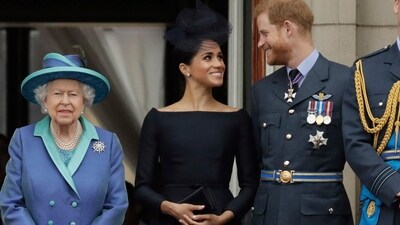 FILE - Britain's Queen Elizabeth II, and from left, Meghan the Duchess of Sussex, Prince Harry, Prince William and Kate the Duchess of Cambridge watch a flypast of Royal Air Force aircraft pass over Buckingham Palace in London, (AP) FILE - Britain's Queen Elizabeth II, and from left, Meghan the Duchess of Sussex, Prince Harry, Prince William and Kate the Duchess of Cambridge watch a flypast of Royal Air Force aircraft pass over Buckingham Palace in London, (AP)