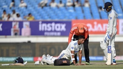 India's Yashasvi Jaiswal was retired hurt after scoring 104 in 133 balls. (AFP) India's Yashasvi Jaiswal was retired hurt after scoring 104 in 133 balls. (AFP)