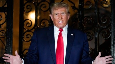 Republican presidential candidate former President Donald Trump speaks at his Mar-a-Lago estate, Friday, Feb. 16, 2024, in Palm Beach, Fla. (AP Photo/Rebecca Blackwell) (AP) Republican presidential candidate former President Donald Trump speaks at his Mar-a-Lago estate, Friday, Feb. 16, 2024, in Palm Beach, Fla. (AP Photo/Rebecca Blackwell) (AP)