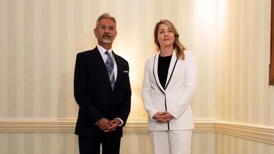 External Affairs Minister S Jaishankar with Canada’s Minister of Foreign Affairs Melanie Joly, in Munich on Friday. (Official Photo) External Affairs Minister S Jaishankar with Canada’s Minister of Foreign Affairs Melanie Joly, in Munich on Friday. (Official Photo)