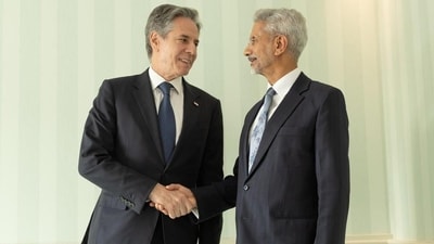 External affairs ministerS Jaishankar and Antony Blinken met on the sidelines of the prestigious Munich Security Conference in its 60th edition. (X/DrSJaishankar) (HT_PRINT) External affairs ministerS Jaishankar and Antony Blinken met on the sidelines of the prestigious Munich Security Conference in its 60th edition. (X/DrSJaishankar) (HT_PRINT)