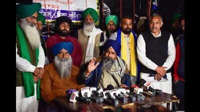 Farmer leader Sarwan Singh Pandher addressing the media during the ongoing farmers’ protest over various demands, including a legal guarantee of minimum support price (MSP) for crops, at the Punjab-Haryana Shambhu Border, in Patiala district, Saturday. (PTI) Farmer leader Sarwan Singh Pandher addressing the media during the ongoing farmers’ protest over various demands, including a legal guarantee of minimum support price (MSP) for crops, at the Punjab-Haryana Shambhu Border, in Patiala district, Saturday. (PTI)
