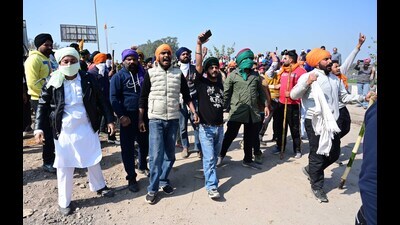 Farmers during a protest at Sambhu border near Ambala on Friday. (Ravi Kumar/HT) Farmers during a protest at Sambhu border near Ambala on Friday. (Ravi Kumar/HT)