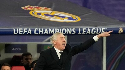 Real Madrid's head coach Carlo Ancelotti reacts during the Champions League round of 16 first leg game (AP) Real Madrid's head coach Carlo Ancelotti reacts during the Champions League round of 16 first leg game (AP)