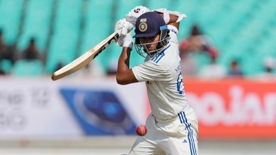 India's Yashasvi Jaiswal plays a shot on the third day of the third cricket test match between England and India in Rajkot, India (AP) India's Yashasvi Jaiswal plays a shot on the third day of the third cricket test match between England and India in Rajkot, India (AP)
