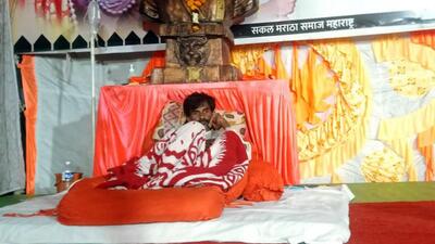 Jalna, India. Feb 17, 2024 - Marataha Activist Manoj Jarange-Patil during the eight day of his hunger strike in Antarwali-Saraati village demanding the implementation of the gazette notification on “sage-soyare” which will allow people whose Kunbi records have not been found to be included in the OBC category. Feb 17,2024. ( Photo by HT Photo) Jalna, India. Feb 17, 2024 - Marataha Activist Manoj Jarange-Patil during the eight day of his hunger strike in Antarwali-Saraati village demanding the implementation of the gazette notification on “sage-soyare” which will allow people whose Kunbi records have not been found to be included in the OBC category. Feb 17,2024. ( Photo by HT Photo)