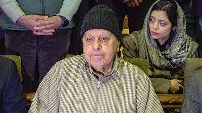 National Conference president Farooq Abdullah addressing a press conference in Srinagar. (PTI) National Conference president Farooq Abdullah addressing a press conference in Srinagar. (PTI)