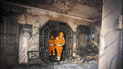 On Thursday (Feb 15), the blaze quickly intensified due to inflammable material stored inside and outside the Alipur factory — a single-storey building over around 250 yards — before spreading to 15 houses and shops. (Raj K Raj/HTPhoto)