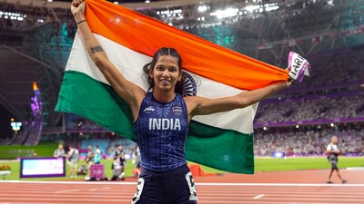 India's Jyothi Yarraji during the 19th Asian Games in Hangzhou (PTI)
