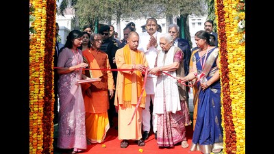 Uttar Pradesh Governor Anandiben Patel with State Chief Minister Yogi Adityanath inaugurates the three-day 'Regional Fruit, Vegetable and Flower Exhibition 2024', at Raj Bhavan, in Lucknow on Saturday. (Yogi Adityanath-X) Uttar Pradesh Governor Anandiben Patel with State Chief Minister Yogi Adityanath inaugurates the three-day 'Regional Fruit, Vegetable and Flower Exhibition 2024', at Raj Bhavan, in Lucknow on Saturday. (Yogi Adityanath-X)