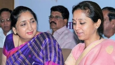Sunetra Pawar (left) with Supriya Sule Sunetra Pawar (left) with Supriya Sule