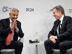 US secretary of state Antony Blinken, right, speaks with external affairs minister Subrahmanyam Jaishankar during a panel discussion at the Munich Security Conference (MSC) in Germany,