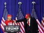 Former US President and 2024 presidential hopeful Donald Trump greets retired auto worker Brian Pannebeckerat during a "Get Out the Vote" rally in Waterford Township, Michigan, on February 17, 2024. The state�s primary election is set to take place on February 27. (Photo by alex wroblewski / AFP) Former US President and 2024 presidential hopeful Donald Trump greets retired auto worker Brian Pannebeckerat during a "Get Out the Vote" rally in Waterford Township, Michigan, on February 17, 2024. The state�s primary election is set to take place on February 27. (Photo by alex wroblewski / AFP)