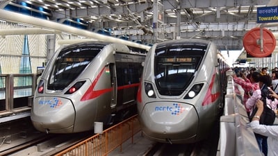 A section of the Delhi-Meerut corridor of RRTS was inaugurated on October 20, 2023, by Prime Minister Narendra Modi (HT Photo/Sakib Ali) A section of the Delhi-Meerut corridor of RRTS was inaugurated on October 20, 2023, by Prime Minister Narendra Modi (HT Photo/Sakib Ali)