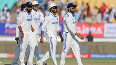 Rohit Sharma leads his players off the park. (ANI) Rohit Sharma leads his players off the park. (ANI)