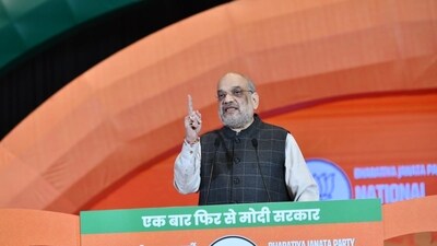 Union Home Minister Amit Shah at the national convention of the BJP in New Delhi. (X/BJP) Union Home Minister Amit Shah at the national convention of the BJP in New Delhi. (X/BJP)