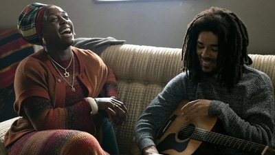 Lashana Lynch and Kingsley Ben-Adir in One Love: Bob Marley