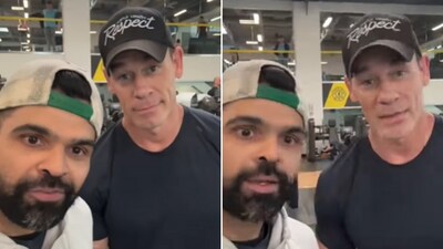 The image is taken from a video that shows John Cena singing Shah Rukh Khan's Bholi Si Surat. (Screengrab) The image is taken from a video that shows John Cena singing Shah Rukh Khan's Bholi Si Surat. (Screengrab)