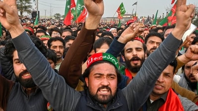 Supporters of former prime minister Imran Khan protest against the alleged rigging in Pakistan's national election results. (AFP) Supporters of former prime minister Imran Khan protest against the alleged rigging in Pakistan's national election results. (AFP)