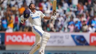 India's Yashasvi Jaiswal became the third youngest cricketer to score two double centuries in the format after Sir Donald Bradman and Vinod Kambli, and the third Indian to scored double tons on consecutive matches after Virat Kohli and Kambli.&nbsp; (PTI)