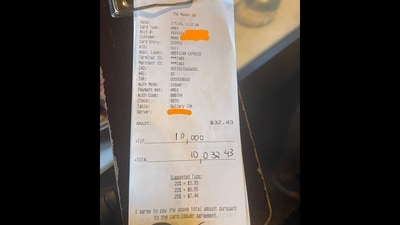 United States: The picture shows the bill and the tip given by the diner at a restaurant in Michigan. (Instagram/@masonjarcafe_) United States: The picture shows the bill and the tip given by the diner at a restaurant in Michigan. (Instagram/@masonjarcafe_)
