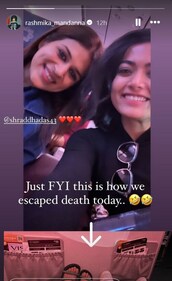 Rashmika Mandanna took to Instagram Stories to share a picture of herself with actor Shraddha Das Rashmika Mandanna took to Instagram Stories to share a picture of herself with actor Shraddha Das