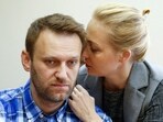 Russian opposition leader Alexei Navalny and his wife Yulia 