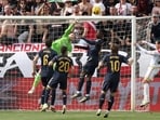 The draw moved Madrid six points clear of second-place Girona, which visits fifth-place Athletic Bilbao on Monday. The draw moved Madrid six points clear of second-place Girona, which visits fifth-place Athletic Bilbao on Monday.