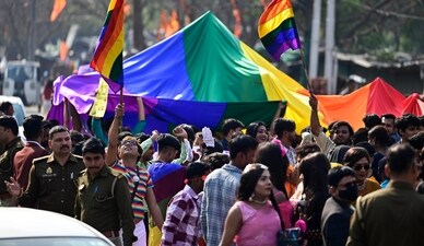 Participants at the Awadh Queer Pride held in Lucknow on Sunday. (Deepak Gupta/HT)