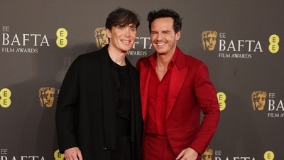 Irish actor Cillian Murphy (L) and Irish actor Andrew Scott (R) pose on the red carpet upon arrival at the BAFTA British Academy Film Awards at the Royal Festival Hall, Southbank Centre, in London. Cillian won Best Actor for Oppenheimer. (AFP) Irish actor Cillian Murphy (L) and Irish actor Andrew Scott (R) pose on the red carpet upon arrival at the BAFTA British Academy Film Awards at the Royal Festival Hall, Southbank Centre, in London. Cillian won Best Actor for Oppenheimer. (AFP)