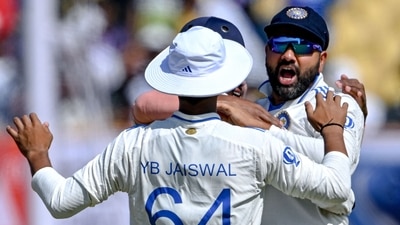India's captain Rohit Sharma (R) celebrates with teammates after taking the wicket of England's Ollie Pope during the second innings in 3rd Test (AFP) India's captain Rohit Sharma (R) celebrates with teammates after taking the wicket of England's Ollie Pope during the second innings in 3rd Test (AFP)