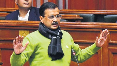Chief minister Arvind Kejriwal in the Assembly on Monday. (HT Photo) Chief minister Arvind Kejriwal in the Assembly on Monday. (HT Photo)