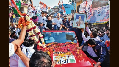 Congress leader Rahul Gandhi in Amethi on Monday. (PTI) Congress leader Rahul Gandhi in Amethi on Monday. (PTI)