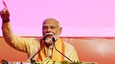 Prime Minister of India Narendra Modi addresses during the UP Ground Breaking Ceremony 4.0 at Indira Gandhi Pratishthan in Lucknow (Deepak Gupta/Hindustan Times) Prime Minister of India Narendra Modi addresses during the UP Ground Breaking Ceremony 4.0 at Indira Gandhi Pratishthan in Lucknow (Deepak Gupta/Hindustan Times)