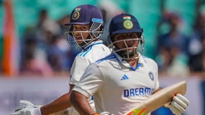 Yashasvi Jaiswal and Sarfaraz Khan forged a 172-run partnership. (PTI) Yashasvi Jaiswal and Sarfaraz Khan forged a 172-run partnership. (PTI)