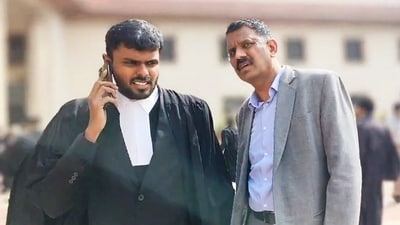 Anil Masih, Returning Officer for Chandigarh mayoral election, at the Supreme Court for a hearing in the alleged tampering in the election, in New Delhi, Monday, Feb. 19, 2024. (PTI Photo) Anil Masih, Returning Officer for Chandigarh mayoral election, at the Supreme Court for a hearing in the alleged tampering in the election, in New Delhi, Monday, Feb. 19, 2024. (PTI Photo)