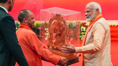 PM Modi earlier laid the foundation stone of Shri Kalki Dham Temple in Sambhal district. (PTI)
