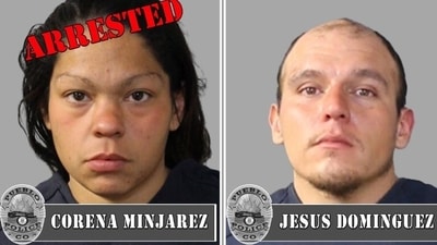 Corena Rose Minjarez, 36, was held on Friday and shifted to a county jail, while her 35-year-old partner, Jesus Dominguez, was detained on Saturday, police said. (Colorado Police) Corena Rose Minjarez, 36, was held on Friday and shifted to a county jail, while her 35-year-old partner, Jesus Dominguez, was detained on Saturday, police said. (Colorado Police)