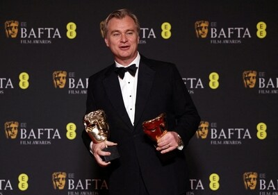 Christopher Nolan, winner of the awards for Director and Best Film for Oppenheimer. (REUTERS)