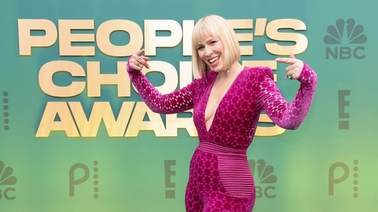 Singer Natasha Bedingfield gestures during the 49th People's Choice Awards.(REUTERS)