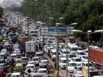 Traffic jam on Sohna Road in Gurgaon.