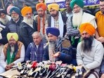 Patiala, Feb 20 (ANI): Farmer leaders address a press conference regarding the farmers' Delhi Chalo protest march, which is to resume on February 21st, in Patiala on Tuesday. (ANI Photo) Patiala, Feb 20 (ANI): Farmer leaders address a press conference regarding the farmers' Delhi Chalo protest march, which is to resume on February 21st, in Patiala on Tuesday. (ANI Photo)