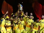 Chennai Super Kings' players celebrate with the IPL trophy. (AFP) Chennai Super Kings' players celebrate with the IPL trophy. (AFP)