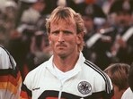 A portrait of West German defender Andreas Brehme taken on July 8, 1990 in Rome before the start of the World Cup final against Argentina