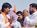 Maharashtra Chief Minister Eknath Shinde with Maratha reservation activist Manoj Jarange Patil at the protest venue after the state government accepted the latter's demands. (File) Maharashtra Chief Minister Eknath Shinde with Maratha reservation activist Manoj Jarange Patil at the protest venue after the state government accepted the latter's demands. (File)