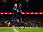 Chelsea's Raheem Sterling celebrates scoring their first goal with Ben Chilwell