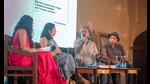 The session on ‘Writing Asia Based Fiction For A Global Audience’ with (from right) Manu Joseph, Shehan Karunatilaka and Balli Kaur Jaswal moderated by Thirangie Jayatilake at the Hall de Galle (Malaka Mp Photography (Galle Literary Festival))