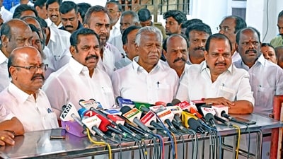 Chennai, Feb 19 (ANI): AIADMK General Secretary Edappadi K Palaniswami speaks to the media on Tamil Nadu Budget 2024-25, in Chennai on Monday. (ANI Photo) (Lakshmi ) Chennai, Feb 19 (ANI): AIADMK General Secretary Edappadi K Palaniswami speaks to the media on Tamil Nadu Budget 2024-25, in Chennai on Monday. (ANI Photo) (Lakshmi )
