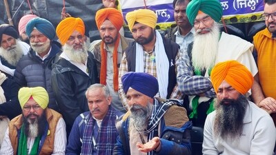 Patiala, Feb 20 (ANI): Farmer leaders address a press conference regarding the farmers' Delhi Chalo protest march, which is to resume on February 21st, in Patiala on Tuesday. (ANI Photo) (Rajesh Sachar) Patiala, Feb 20 (ANI): Farmer leaders address a press conference regarding the farmers' Delhi Chalo protest march, which is to resume on February 21st, in Patiala on Tuesday. (ANI Photo) (Rajesh Sachar)